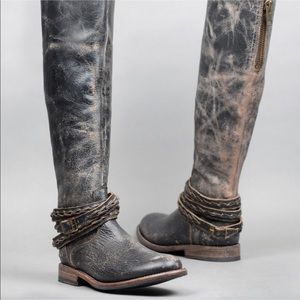 Bed Stu Bohemian Knee High Riding Boots Black Lux 8